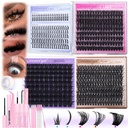 Geeneiya 5 Styles Lash Clusters Kit, Volume/Mega/Full/Bottom Eyelash Clusters Extensions with Lash Bond and Seal, Remover and Lash Extension Tools for Beginners and Proficient, DIY at Home Easily