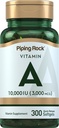 Piping Rock Vitamin A 10000 IU Softgels | 300 Count | Non-GMO, Gluten Free Supplement
