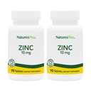 NaturesPlus Zinc 10 mg - 90 Tablets, Pack of 2 - Supports Immune Health & Overall Well-Being - High-Potency Amino Acid Chelate Form - Gluten Free, Vegetarian - 180 Total Servings