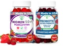 Lunakai USA Made Women 50+ Multivitamin & Probiotic Gummies Bundle – Immune & Digestive Support – 60 Non-GMO Gummies Each