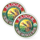Badger Sore Muscle Rub, 100% Organic Sore Muscle Cream, Cayenne & Ginger Warming Sore Muscle Relief, Recovery & Relaxation, Long Lasting, Great Smelling, 2 oz Tin, 2-Pack