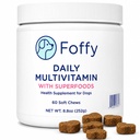 Foffy Daily Dog Multivitamin Soft Chews - Hip & Joint, Skin & Coat - 60 CT | Gut & Immune Support - Dog Vitamins and Supplements with kollaGen II-xs, Probiotics & Plant-Based Omegas - Bacon Flavored