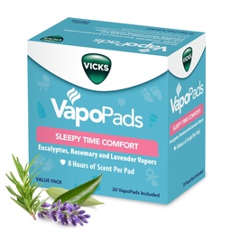Vicks VapoPads Sleepy Time Comfort - Vapor Pads Refill for Vicks Humidifiers and Steam Inhalers - Rosemary, Lavender, and Eucalyptus, 20-Pack, Box Color May Vary