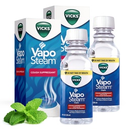 Vicks VapoSteam Medicated Liquid with Camphor, a Cough Suppressant, 8 Oz – VapoSteam Liquid Helps Relieve Coughing, for Use in Vaporizers and Humidifiers (Pack of 2)