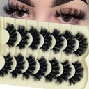 20mm Dramatic Cat Eye False Eyelashes Mink Fluffy Lahses Strip 3D D Curl Big Eyelashes 25mm Full Volume Long Lash Extensions for Big Eyes 7 Pais Pack YH115