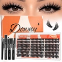 Downy Thick Volume Lash Clusters – Dramatic Spike False Eyelashes 10-18mm 210Pcs | Heavy Full Glam Lash Clusters EPUDY FIHSALA | DIY Lash Kit with Bond&Seal Tweezers for Night Makeup and Stage Looks