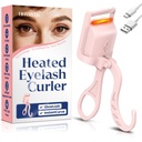 Heated Eyelash Curler, 5S Fast Heating Electric Eyelash Curler, Safe Anti-Scald Eyelash Curlers with Silicone Pad, Type-C Quick Charge, Intelligent Temp Control, 24H Long-Lasting Curls (Pink)