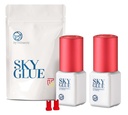 2 Bottles Sky Glue S+ for Eyelash Extension 5ml - Powerful Strong Professional Black Bonding Adhesive for Lash Extensions / 1-2s Fast Drying / 6-8 Weeks Lasting time TUBeauty