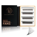 Rapid Promade Fans by Mega Lash Academy - Premade Volume Fans Korean PBT - Dark and Thin Base - 500 Fans (12D - CC, 11-12-13-14 mm)