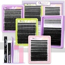 DIY Lash Extension Kit D Curl 10-18mm Individual Spikes Lashes with Lash Bond and Seal Lash Remover Tweezers Eyelash Brush Mini Applicator Easy to DIY At Home
