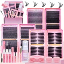 Lash Clusters Kit Eyelash Clusters Kit Cat Eye Lashes Large Pack Cluster Eyelash Extensions Lash Extension Kit Pestañas Postizas Naturales with Lash Bond&Seal,Remover,Tweezers,Cleanser(Lash Kit-5)