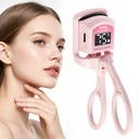 Heated Eyelash Curler with Led Temperature Display Rechargeable Electric Eyelash Curler 30-Second Rapid Heating Anti-Scalding Portable Makeup Tool Creating 24-Hour Long-Lasting Natural Curl (Pink)