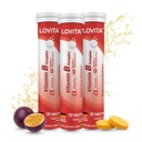 LOVITA Vitamin B Complex Effervescent Tablets 20 Count, Plus Taurine & Ginseng Extract, Supports Energy Metabolism, Passion Fruit Flavor, Vegan, Gluten-Free, Sugar-Free, Caffeine-Free (Pack of 3)