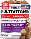Dog Multivitamin Chewable with Glucosamine - 240 Treats - Dog Vitamins and Supplements - Senior & Puppy Multivitamin for Dogs - Hip & Joint Support - Immune Health, Skin, Heart, Digestion, Probiotics