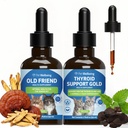 Pet Wellbeing Old Friend & Thyroid Support Gold for Senior Cats - NASC Certified & Vet-Formulated Senior Wellness & Thyroid Balance Bundle, Herbal Liquid Formula, Natural Bacon Flavor, 2 (2oz)