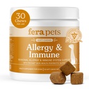 Fera Pets Dog Allergy & Immune Support with Turkey Tail Mushroom, 30 Chews | Dog Allergy Relief Chews with Organic Mushrooms, Postbiotics & Colostrum for Immune Support, Skin Health & Itch Relief
