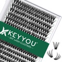 KEYYOU Lash Clusters 300pcs Individual Lashes, 40D 0.07C Curl 14mm DIY Eyelash Extension, Soft & Natural Volume Cluster Lashes with Large Tray