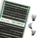 KEYYOU Lash Clusters Thick Volume 280pcs 80D&100D 10-18mm D Curl Eyelash Clusters with 0.03mm Thin Band, Super Soft Wispy for Beginner DIY at Home
