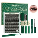 KEYYOU 3D Volume Lash Clusters Kit D Curl 100D with Tools DIY at Home | 280Pcs 9-18MIX Thick Volume.Lash Kit: Lash Bond&Seal & Tweezers&Remover. Perfect for Daily Wear, Weddings, Parties & Travel.