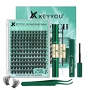 KEYYOU Air Touch Lash Kit Zero Weight Feel for Natural Everyday Makeup Look | D Curl 8-18mm with Bond&Seal, Applicator,Remover Breathable High-Oxygen Fibers Soft Material Great for Travel or Office
