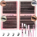 DAODER Thick Short Eyelash Extension Kit 9-13MM Wispy Fluffy Lash Clusters Kit with Remover 50D+60D+80D+100D Cluster Eyelash Extensions D Curl with Bond And Seal 640pcs (50D+60D+80D+100D Kit 9-13MM)