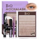 B&Q Brown Lash Clusters Kit Natural Mochalash Clusters 06, Wispy Eyelash Clusters Kit C-Curl Cluster Eyelash Extensions 8-16mm Brown Lash Eyelashes Kit for Fair/Dark Hair(Mochalash 06 Set)