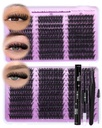Fluffy Lash Clusters Kit Wispy Cluster Eyelash Extensions Kit 60D 80D 100D | 580pcs Volume Eyelash Clusters CD Curl Lash Extensions Kit with Lash Bond and Seal DIY for Salon-Level Look by OOjiss