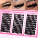 Fluffy Lash Clusters Thick Volume Lash Extension 10-18mm Cluster Eyelash Extensions Individual Lashes Wispy Eyelash Clusters Easy to Apply Cluster Lashes DIY Dramatic Lash Fills (160D+180D+200D)