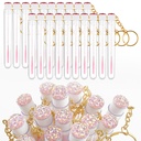 20pcs Mascara Wands Set Crystal Eyelash Spoolies Eyebrow Brush and Reusable Diamond Key Chain Tube Eyelash Extension Supplies (Pink)