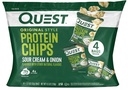 Quest Nutrition Sour Cream & Onion Protein Chips, 19g Protein, 4g Net Carbs, Low Carb, Gluten Free, 1.1 oz, 4 count