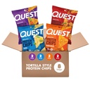 Quest Nutrition Tortilla Style Protein Chips, Salty Snack Variety Pack, Pizza, Loaded Taco, Nacho Cheese, Ranch, High Protein Snack, Low Carb, Gluten Free, 1.1 oz (Pack of 8) 2 each flavor