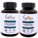 USDA Organic Gokshura (Tribulus terrestris) + Haritaki (Terminalia chebula) Bundle – 1500 mg per Serving Each, Whole Herb Powder, No Extracts, 90 Caplets Each