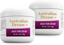 Australian Dream Back Pain Cream - Soothing, Non-Greasy Muscle Pain Relief Cream - Good for Neck, Back, Body, or Muscle Aches - 4 oz Jars (2 Pack)