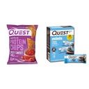 Quest Spicy Sweet Chili Tortilla Chips & Mini Cookies & Cream Protein Bars Bundle (12 Count, 14 Count)