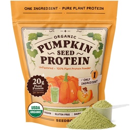 Seedboy Organic Pumpkin Seed Protein Powder, Cold-Pressed, 20g Plant Protein, Single Ingredient, Unflavored, Vegan, Gluten Free, Non-GMO (1 lb)