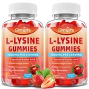 2 Pack L-Lysine 1000mg Gummies, Chewable Lysine Supplement for Adults & Kids, Essential Amino Acid Supplement for Immune Support, Collagen Formation Support, Strawberry, 120 Count