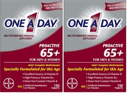 ONE A DAY Proactive 65+, Mens & Womens Multivitamin, Συμπλήρωμα με Βιταμίνη Α, Βιταμίνη C, Βιταμίνη D, και Ψευδάργυρο για την υποστήριξη της ανοσοποιητικής υγείας*, Ασβέστιο, Φολικό οξύ & Περισσότερα, Tablet 150 Count (Pack of 2)