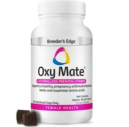 Breder's Edge Oxy Mate Dog and Cat Προγεννητικές Βιταμίνες, Πλήρης Βιταμίνη για Έγκυους Σκύλους και Γάτες Εμπλουτισμένη με Απαραίτητα θρεπτικά συστατικά για Υγιείς Μαμάδες και Λίτερς, 60ct Small Dog & Cat