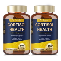 Totaria Cortisol συμπλήρωμα με Ashwagandha, Magnesium, Rhodiola Rosea, L Theanine, Hormone Ισορροπία για τις γυναίκες Mood, Εστίαση, Υποστήριξη ύπνου 120 Vegan Κάψουλες (πακέτο του 2)