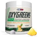 EHP Labs OxyGreens Super Greens Powder with Spirulina & Chlorella, Prebiotic Fiber, Probiotics & Digestive Enzymes – Antioxidant Green Superfood Supplement - 15 Serves (Pineapple)