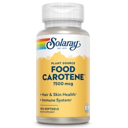 SOLARAY Food Carotene, Vitamin A as Beta Carotene 25000IU Carotenoids for Healthy Skin & Eyes, Antioxidant Activity & Immune System Support (076280041217) (100 CT)