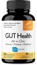 Sandhu'nun Gut Health - Prebiyotik, Probiyotik, Postbiyotik & L-Glutamine | Digestive Health, Colon, Probiyotik Total Supplements | 120 Gecikmiş Yayın Kapsülleri
