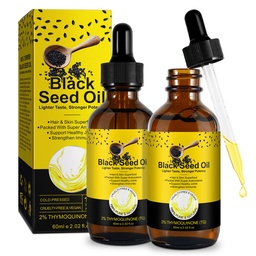 Organic Black Seed Oil - 100% Pure Unrefined, Natural Cold Pressed Black Seed Oil with 2% TQ and a Dynamic Harmony of Omegas 3, 6, 9 Antioxidant, Immune Boost, Joints, Skin & Hair 2.02 Fl Oz (2 Pack)
