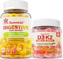 Βιταμίνη D3 K2 Γεμισμένα Gummies 5000IU / 10.000 IU με 500mg Ασβέστιο, Μαγνήσιο Κιτρικό, Βιταμίνη C & Ginger Chews συμπλήρωμα Gummies για Ναυτία, Στομάχι ανακούφιση