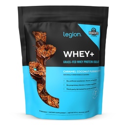 LEGION Whey+ Protein Whey Isolate from Grass Fed Cows - Whey Protein Isolate Powder Low Calorie, Non-GMO, Sugar Free, Lactose and Gluten Free, All Natural Protein 30 Servings (Caramel Coconut Fudge)