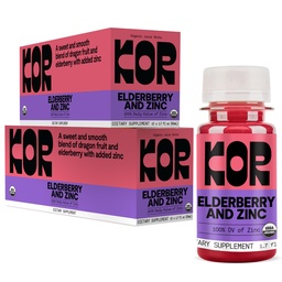 Kor Shot Elderberry and Zinc Shot - 24 Pack x 1.7 Fl Oz - Immunity Shot - USDA Certified Organic