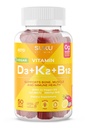 SUKU Vitamins Vegan D3 + K2 + B12 Sugar-Free & Sugar-Alcohol-Free Keto 2000IU Vitamin D Gummy Supplement for Healthy Bones, Immune Function, Healthy Metabolism, Lemon Dragon Fruit Flavor (50 Gummies)