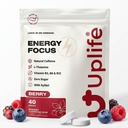 UPLIFE Energy and Focus Gum 40 Pcs – Made in USA - 40mg Nootropic Natural Caffeine + 80mg L-Theanine + Niacin Vitamin B3 & B12 – Sugar-Free, Vegan – Natural Coffee Alternative - Berry Flavor