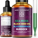 Organik Deniz Moss Sıvısı Siyah Tohum Yağı, Bladderwrack & Burdock Root | 1000 mg İrlandalı Deniz Moss Drops | 4 in 1 Gelişmiş Formula 4X Güçlü | Raspberry Flavor | Vegan | Non-GMO | Gluten-Free-GMO | Gluten-Free-GMO |