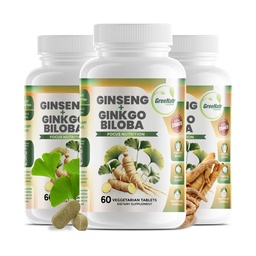 GreeNatr Ginko Biloba & Panax Ginseng συμπλήρωμα - Κόκκινο Ginseng Brain συμπλήρωμα για τη μνήμη και την εστίαση - Ginkgo Biloba συμπληρώματα για καλή όραση, ανοσοποιητικό σύστημα και βελτιωμένη ροή αίματος - 3 μπουκάλια
